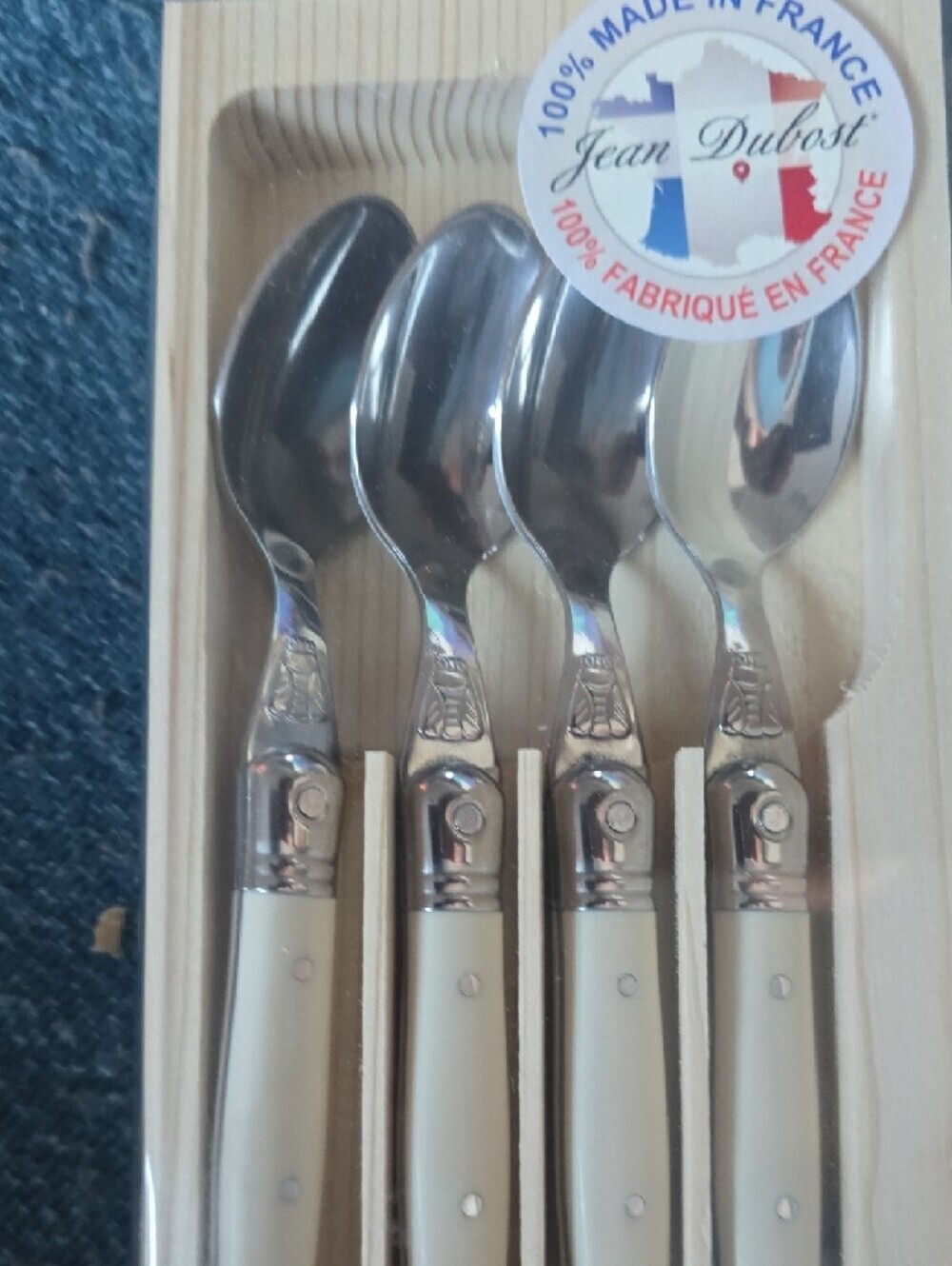 Williams Sonoma Jean Dubost Laguiole Condiment Spoons, Ivory, Set of 4 - Picture 8 of 9
